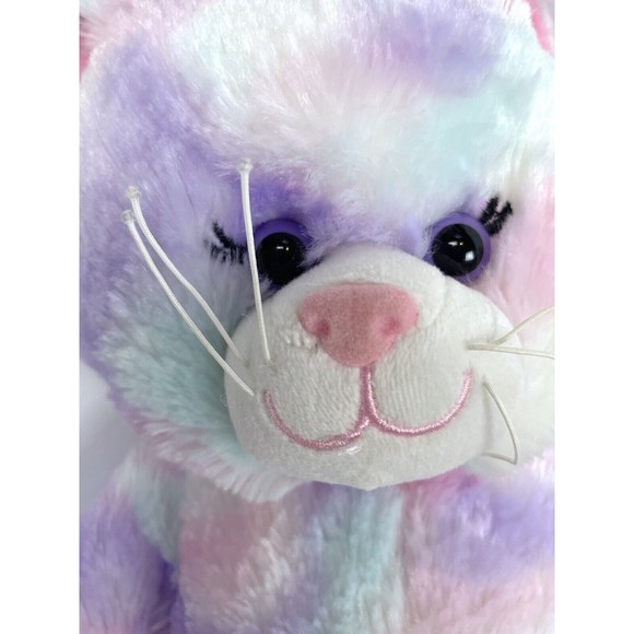 Build a Bear BAB Cat Kitten White Pink Purple Swirl Tie Dye Plush Stuffed Animal - Picture 4 of 7